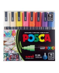 UNI MARKER POSCA PC-5M PAKO 16 COPE NGJYRA TE NDRYSHME