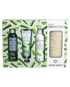 Aloe Vera Set, IDC Institute, 100ml shower gel, 100ml body lotion, 50ml body scrub, ramie, 1 pack