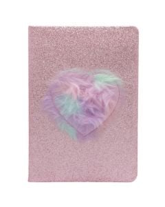 Notepad, Heart, with sequins, mixed, 14.5x21 cm, 1 piece