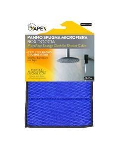 Cleaning cloth for shower cabin, Apex, microfiber sponge, 24x17 cm, blue, 1 piece