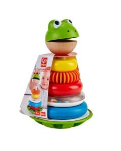 Children's toy, Hape, Mr. Frog stacking rings, wood, 12x12x18.6 cm, mixed, +12 months, 1 piece