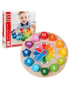 Children's toy, Hape, Time to learn time, wood, 26x26x4 cm, mixed, +24 months, 1 piece