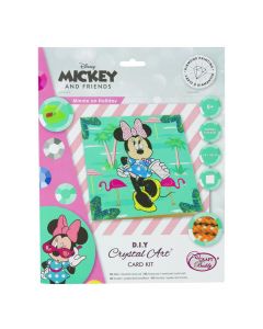 Crystal art card, Craft buddy, Minnie on Holidey, 18x18 cm, +8 years, 1 piece