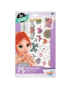 Adhesive tattoos for girls, Buki, 75 models, washable, glitters, 1 piece