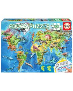 Puzzle për fëmijë, Educa, Dinosaurs worls map, 150 pjesë, +6 vjec, 1 copë