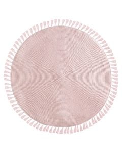 Children's circular rug, fringed, pink, polyester/cotton, D90cm, 1 piece