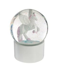 Decorative globe, Unicorn, Snow globe, glass, D10cm, white, 1 piece