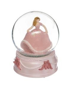 Decorative globe, Musical princess, snow globe, D10 cm, pink, 1 piece