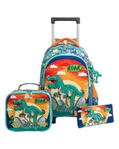 School bag with wheels+wallet+lunch bag, Dino, mixed, 1 piece