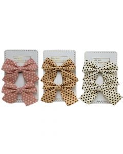 Hair clip, ribbon, mixed, dotted, 2 clips, 1 pack