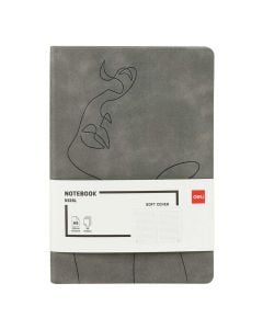 Notepad, Deli, A5, leather, grey, 96 sheets, 1 piece