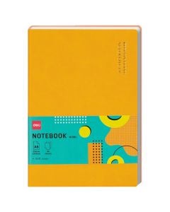 Notepad, Deli, A5, leather, orange, 96 sheets, 1 piece