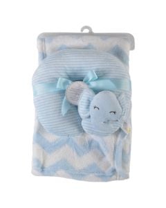 Baby blanket+pillow, Cangaroo, Sammy, 90x70 cm, blue, 1 piece