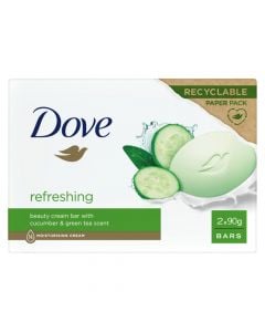 Dove soap, Recycable paper pack, Refreshing cucumber, 2x90 gr, 1 pack