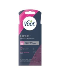 Facial waxing strips, Veet, normal skin, 12 pieces, 1 pack