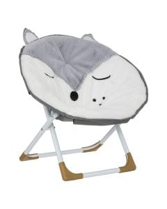 Folding chair for children, Fox, aluminum/plush, white/grey, 40x23cm, 1 piece