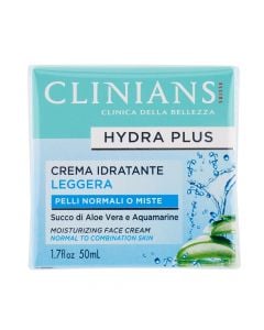 Moisturizing face cream, Clinians, plastic, 50 ml, turquoise and blue, 1 piece