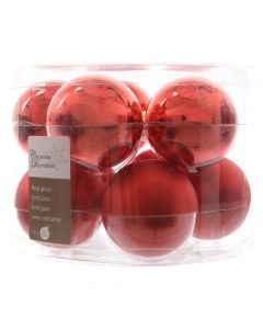 Decorative sphere, glass, red, dia 6 cm, 10 pc