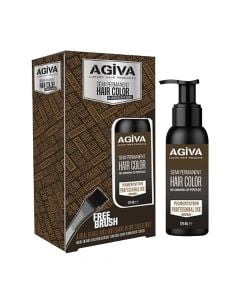 Semi-permanent beard and hair dye and a brush for applying the dye, Agiva, plastic, 125 ml, brown, 2 pieces