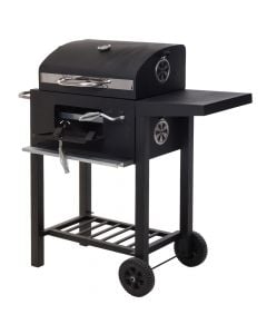 Portable barbecue with charcoal, Trolley, steel and stainless steel, 96x36x48.5 cm, dark gray, 1 piece