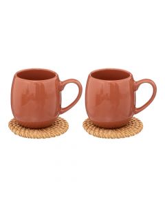 Set filxhana çaji me pjatë (PK 2), qeramikë/ratan, kafe, 30 cl