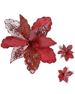 Lule dekoruese, poliestër, e kuqe, 28 cm
