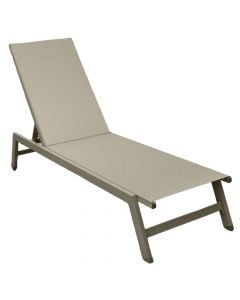 Lounger, aluminum/textile, beige/anthracite, 55x191xH31 cm