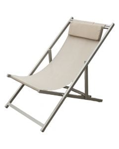 Folding beach chair, aluminum/textile, taupe brown, 102x58xH96 cm