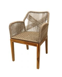 Armchair Malig, teak wood+synthetic weave, dark brown, 55x61xH83 cm