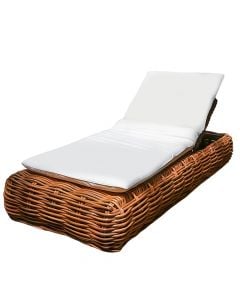 Sunbed lounge with cusion, rattan, natural brown, 200x80xH30 cm