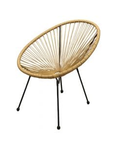 Chair, metal/PE rattan, black, 72x80xH76 cm