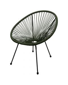 Chair, metal/PE rattan, green, 72x80xH76 cm