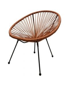 Chair, metal/PE rattan, orange, 72x80xH76 cm