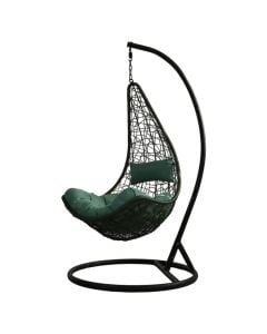 Swing, metal/rattan PE, green, 72x95xH195 cm
