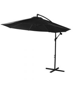 Outdoor side umbrella, metal/polyester, black, Dia.3 mt, suitable for base 48x48 cm