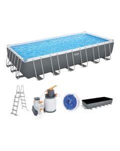 Bestway Power Steel pool with sand filter pump, PVC/metal, grey, 732 x 366 x H132 cm / 30,045 Lt