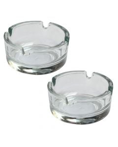 Ashtray, glass, transparent, Dia 7.2 x H 3.7 cm, 2 pieces