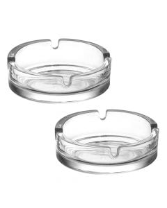 Ashtray, glass, transparent, Dia 10.6 x H 3.4 cm, 2 pieces