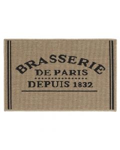 Kitchen rug Brasserie, polypropylene, brown with black letters, 50x80 cm