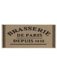 Kitchen rug Brasserie, polypropylene, brown with black letters, 50x120 cm