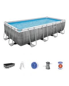 Bestway Power Steel pool with filter pump, PVC/metal, grey, 488 x 244 x H122 cm / 11,532 Lt