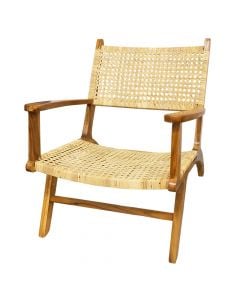 Karrige me krahe Delvin, Dru Teak+rattan, 78x87xH75 cm