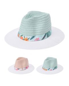 Beach hat, polyester, 34.5x31.5x11.5 cm floral motifs