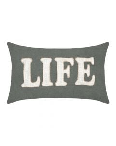 Happy decorative pillow, 60% cotton and 40% polyester, green, 30x50 cm