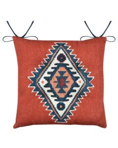 Chair cover with ties, Louisiane Galette, cotton, 38x38 cm, traditional motifs, terracotta color