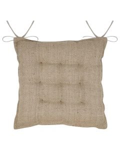 Chair cover with ties, Kinogi Galette, 50% cotton, 50% jute, 38x38 cm, natural color