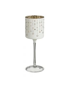 Decorative candle holder, glass, white, H20xD7 cm