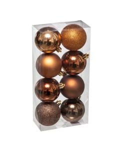 Decorative sphere (pk 8), plastic, bronze color with xixa, D 7 cm