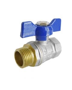 M-F PN25 Ball valve Silver Type, Butterfly Blue Handle 1/2"