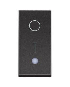 One-way switch 2P 16 AX - 250 Va.c. - lightable with led lamp 230 V included  - 1 module - black